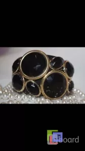 Браслет новый черный камни стразы swarovski сваровски кристаллы металл золото широкий пластик