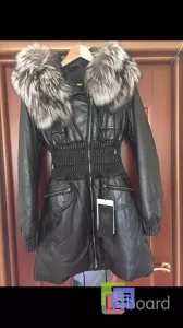 Пуховик куртка новая fashion furs италия 44 46 s m кожа черный мех чернобурка капюшон женский плащ п