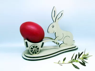 Подставка "Пасхальный кролик с тачкой"