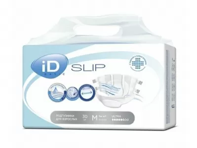 Подгузники памперсы для взрослых iD SLIP Basic Ultra, размер М, 30 штук в упаковке