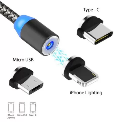 Магнитный светящийся кабель USB XCable 3в1 зеленый