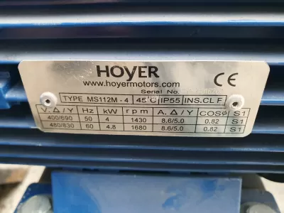 Электродвигатель 4.0 кВт 1430об/мин Hoyer(MS112M-4 фото №2