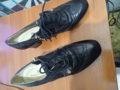 Туфли размер  36 из натуральной кожи цвет черный  на каблуке